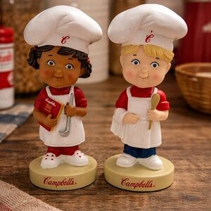 Vintage Advertising Campbell’s Kids Chef Bobblehead Figurines Set –